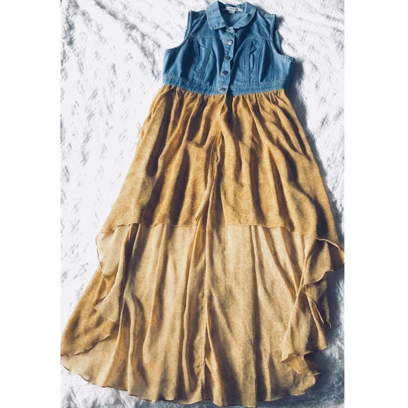 Forever 21 Dresses & Skirts - “F21” high Low Denim Vest | Chiffon festival dress